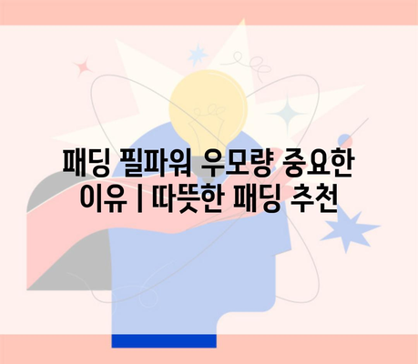 패딩 필파워 우모량 중요한 이유ㅣ따뜻한 패딩 추천