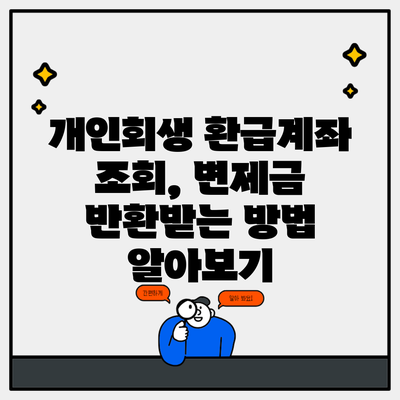 개인회생 환급계좌 조회, 변제금 반환받는 방법 알아보기
