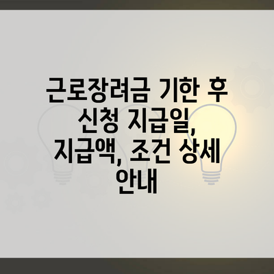 근로장려금 기한 후 신청 지급일, 지급액, 조건 상세 안내