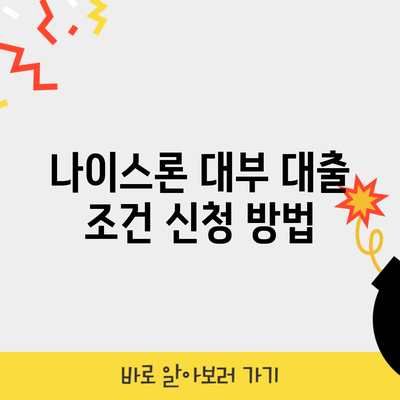 나이스론 대부 대출 조건 신청 방법