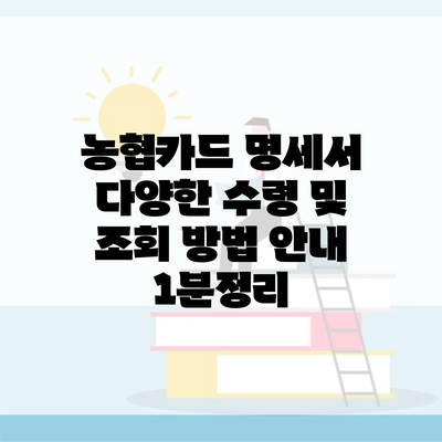 농협카드 명세서 다양한 수령 및 조회 방법 안내 1분정리