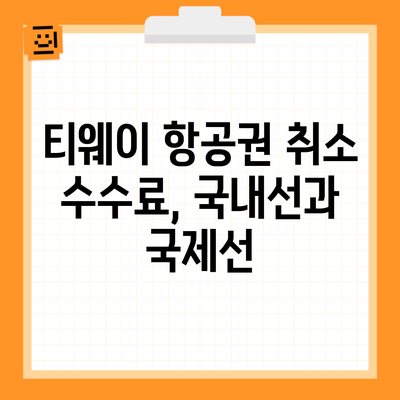 티웨이 항공권 취소 수수료, 국내선과 국제선