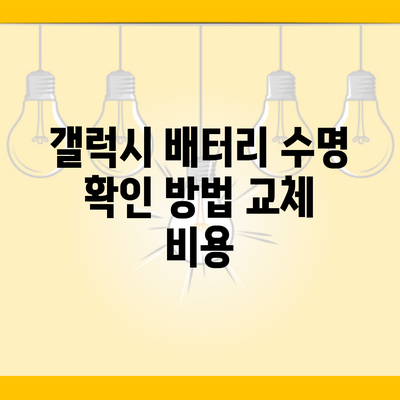 갤럭시 배터리 수명 확인 방법 교체 비용