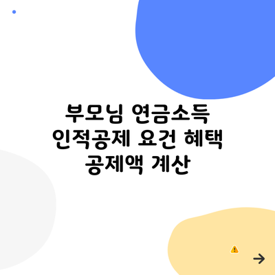 부모님 연금소득 인적공제 요건 혜택 공제액 계산