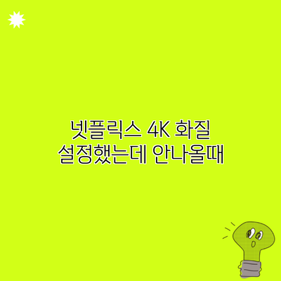 넷플릭스 4K 화질 설정했는데 안나올때