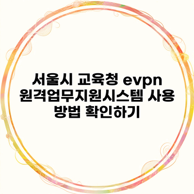 서울시 교육청 evpn 원격업무지원시스템 사용 방법 확인하기