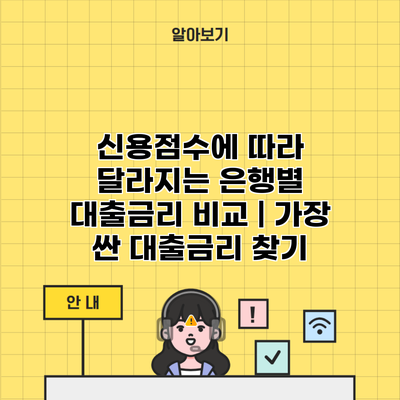 신용점수에 따라 달라지는 은행별 대출금리 비교 | 가장 싼 대출금리 찾기