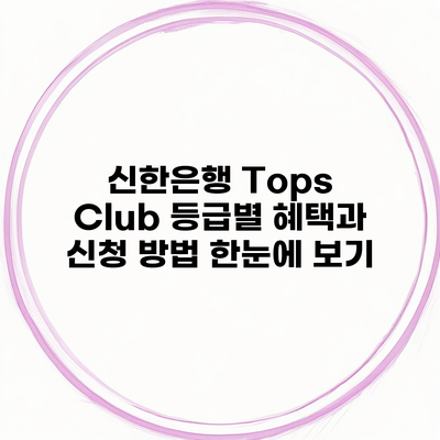 신한은행 Tops Club 등급별 혜택과 신청 방법 한눈에 보기