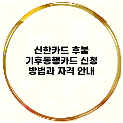 신한카드 후불 기후동행카드 신청 방법과 자격 안내