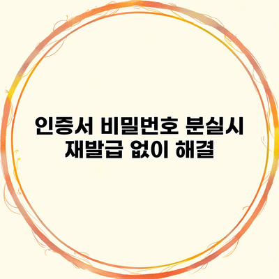 인증서 비밀번호 분실시 재발급 없이 해결