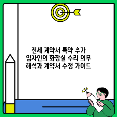 전세 계약서 특약 추가 임차인의 화장실 수리 의무 해석과 계약서 수정 가이드