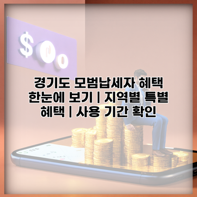 경기도 모범납세자 혜택 한눈에 보기 | 지역별 특별 혜택 | 사용 기간 확인