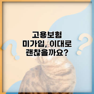 고용보험 미가입, 이대로 괜찮을까요?