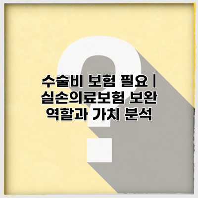 수술비 보험 필요 | 실손의료보험 보완 역할과 가치 분석