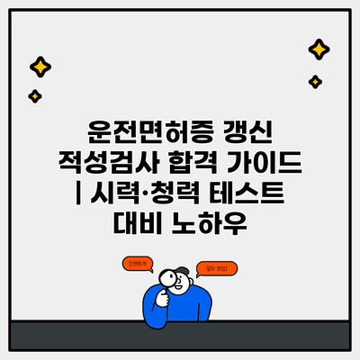 운전면허증 갱신 적성검사 합격 가이드 | 시력·청력 테스트 대비 노하우