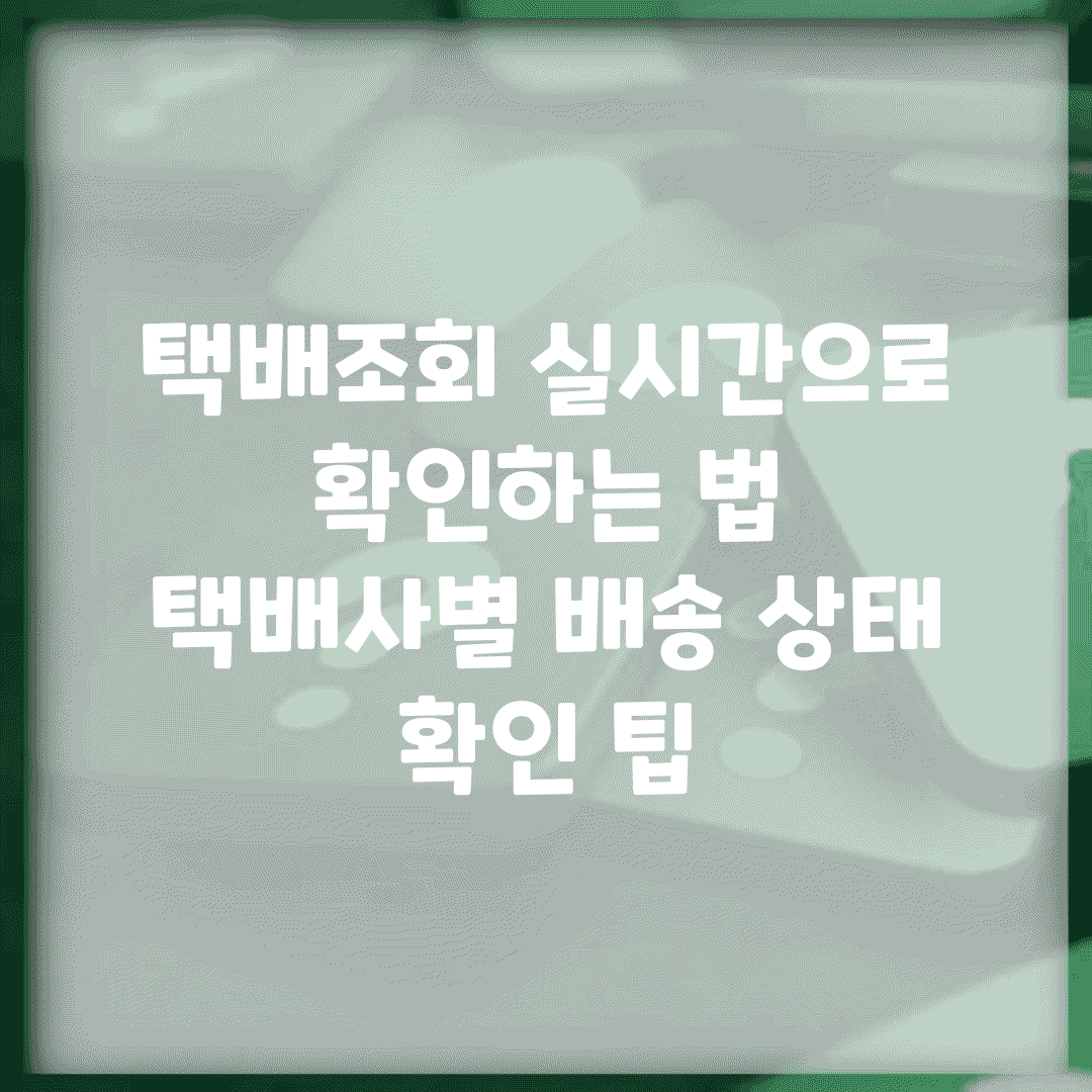 택배조회 실시간으로 확인하는 법 | 택배사별 배송 상태 확인 팁